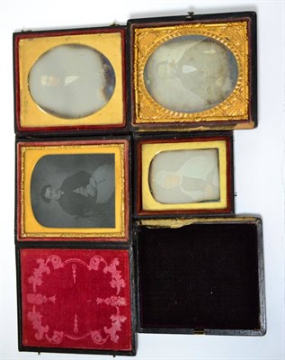 Lot 206 - Four daguerreotypes in leather cases