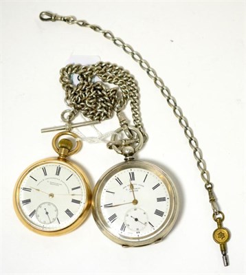 Lot 269 - ^An open faced pocket watch, retailed by T.Fattorini, Skipton, lever movement, enamel dial with...