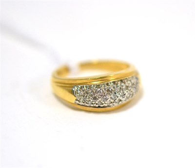 Lot 286 - A diamond ring, pavé set with round brilliant cut diamonds, on a yellow plain polished...