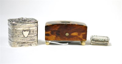 Lot 308 - ^A George IV oblong silver vinaigrette, Birmingham, circa 1828 and two other boxes