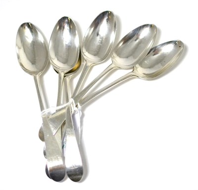 Lot 315 - ^A set of six George III Old English pattern silver teaspoons, Langlands & Robertson,...