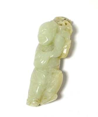 Lot 320 - A jade carving of a young boy, to hang from a belt loop