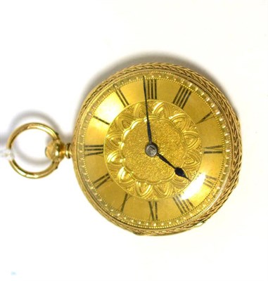 Lot 322 - An 18ct gold fob watch, signed W.Smith, London, 1871, gilt fusee lever movement signed and...