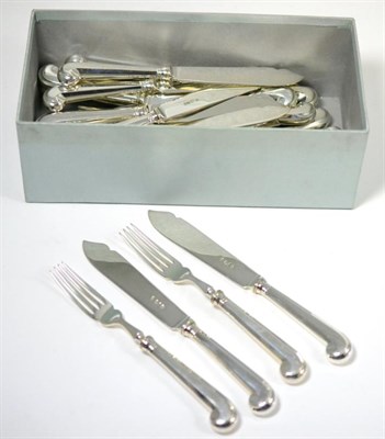 Lot 327 - ^Twelve pairs of silver fish knives and forks, C J Vander Ltd, Sheffield, 1969