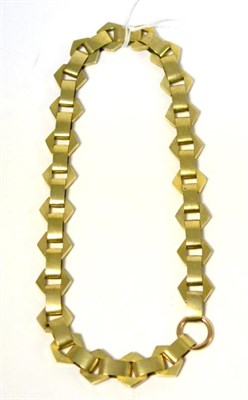 Lot 337 - A Victorian necklace, of alternating oblong links and triangular links with bead decoration, length