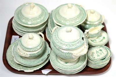 Lot 349 - A Victorian extensive child's dinner service printed in green