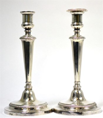 Lot 360 - A pair Matthew Boulton silver plated candlesticks, 29cm high