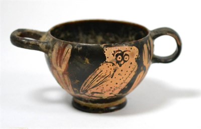 Lot 400 - Greek Red figured owl Skyphos, almost certainly from from Lake Copais, Boeotian, 5th Century...