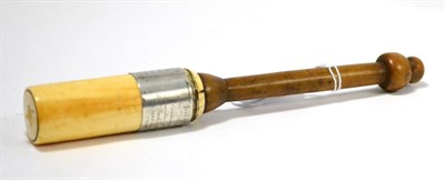 Lot 406 - An ivory baton with fruitwood handle and presentation plaque