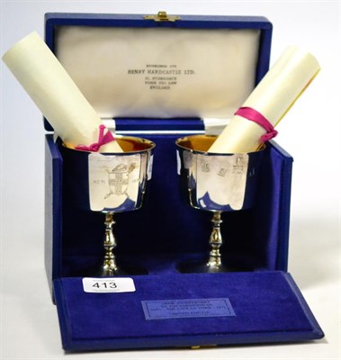 Lot 413 - A pair of silver limited edition goblets, cased