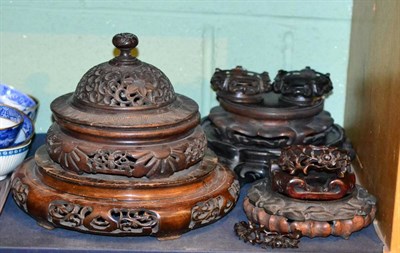 Lot 511 - Group of 19th century and later carved hardwood Chinese stands