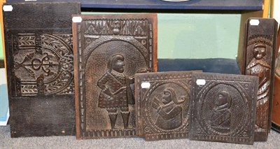 Lot 514 - Five ";Romayne"; carved oak panels, 16th/17th century