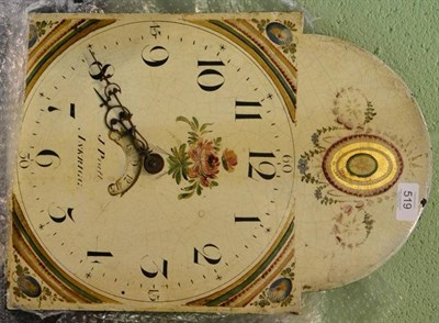 Lot 519 - A longcase dial and movement, signed J.Pratt, Askrigg, circa 1820, 12-inch arch painted dial