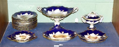 Lot 541 - A Victorian Ridgway style porcelain nineteen piece dessert service, painted with landscapes