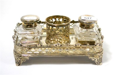 Lot 547 - A Victorian silver desk stand, made by James Dixon & Sons Ltd., Sheffield 1873