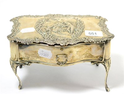 Lot 551 - An Edwardian silver commode shaped dressing table box, made by Comyns, London 1901