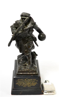 Lot 557 - A bronze figure dedicated to Ethel Cuming, as a token of appreciation of helpful service...