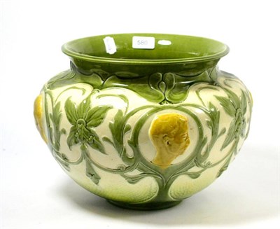 Lot 580 - A Leeds pottery faience jardiniere, 28cm diameter