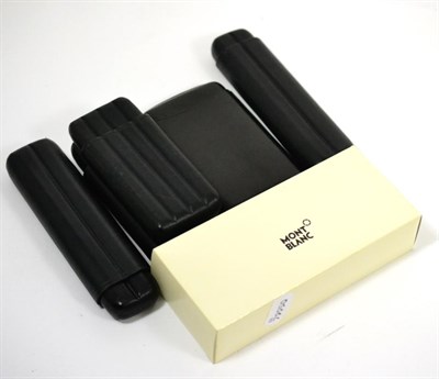 Lot 609 - A collection of leather cigar cases including examples by Mont Blanc