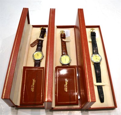 Lot 610 - Three Dupont lady's wristwatches, boxed (3)