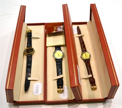 Lot 613 - Three Dupont lady's wristwatches, boxed (3)