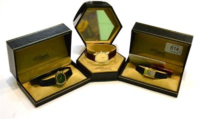 Lot 614 - Three Dupont lady's wristwatches, boxed (3)