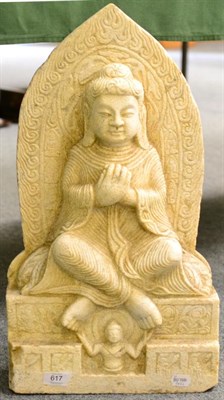 Lot 617 - A carved marble figure of a Buddha