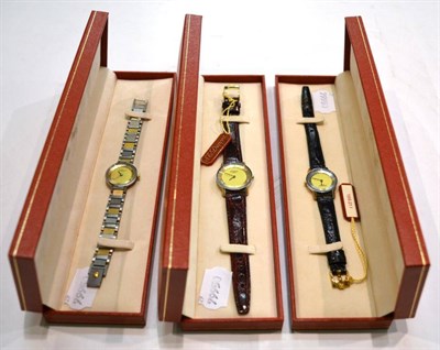 Lot 638 - Three Dupont lady's wristwatches, boxed (3)