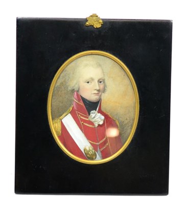 Lot 659 - Watercolour portrait of an Officer from the 53rd Shropshire Regiment