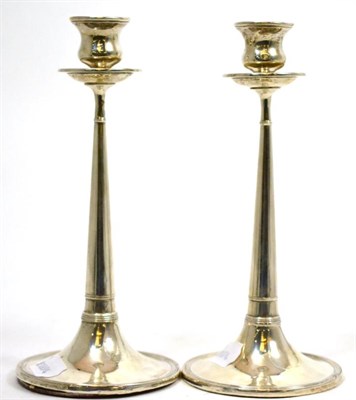 Lot 682 - A pair of silver Art Nouveau candlesticks, 22cm high