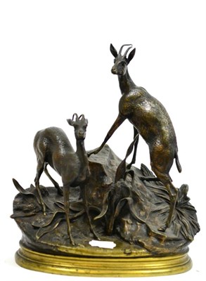 Lot 683 - A 19th century French bronze chamois signed J Moigniez, 28cm high