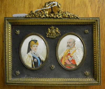 Lot 704 - A pair of gilt framed oval miniature portraits, signed Derval