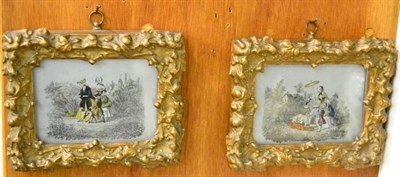 Lot 712 - A pair of 19th century silver resist prints in gilt gesso frames