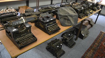 Lot 724 - Seven early 20th century typewriters including Imperial No. 50, Ideal, The Yost, Underwood,...