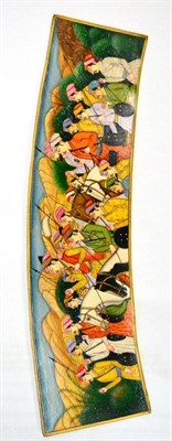 Lot 829 - A 19th Century Persian painted ivory plaque, 25cm long