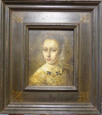 Lot 1035 - Continental School (17th century) Portrait of a noblewoman, half length, wearing a dress...