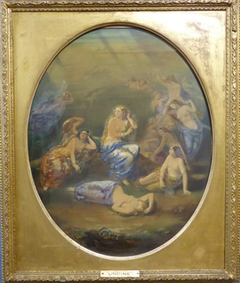 Lot 1039 - Attributed to Augustus Jules Bouvier (1827-1881) ";Undine";, pencil and watercolour, 49cm by 38.5cm