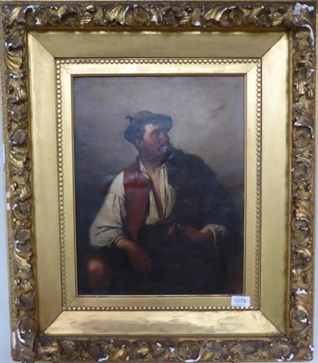 Lot 1079 - German School (19th century) Country gentleman seated, half length, oil on canvas, 44cm by 34cm