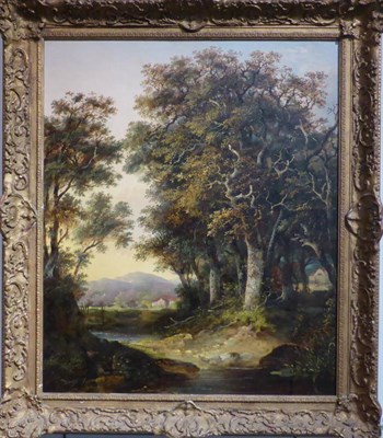 Lot 1085 - Follower of John Crome (19th century) Wooded river landscape, bears signature and date 1816, oil on