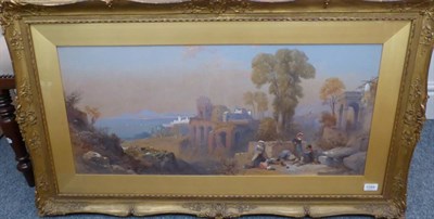 Lot 1094 - Thomas Leeson Rowbotham (1823-1875) View of an Italian coastline with figures in the...