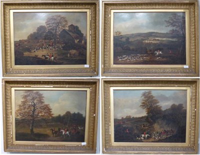 Lot 1113 - After Dean Wolstenholme Jnr. (1798-1882) The Meet, an over painted print, together with three...