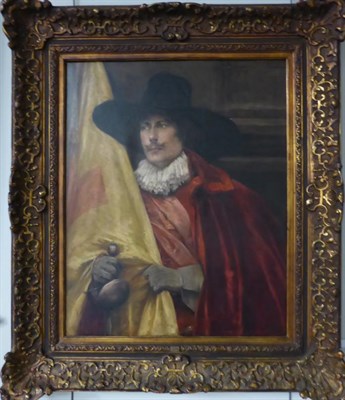 Lot 1143 - Alex de Andreis (1871-1939) A head and shoulders portrait of a Cavalier, signed and dated 1925, oil