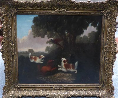 Lot 1154 - Circle of Edward Armfield (19th century) Spaniels pursuing a pheasant in a landscape, oil on...