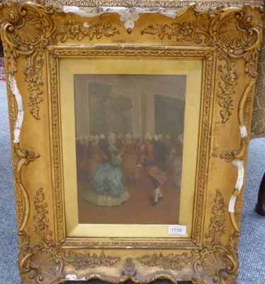 Lot 1156 - British School (19th century) A ballroom interior with figures in 18th century costume,...