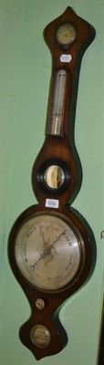 Lot 1202 - A rosewood wheel barometer, signed R.Brown, Stowmarket, circa 1860, hygrometer, thermometer...