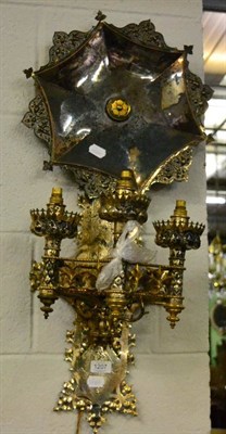 Lot 1207 - An early 20th century Gothic revival plated three branch wall light bracket with shaped...