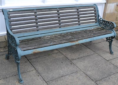 Lot 1304 - #Pair of Victorian cast iron garden bench with wooden slats, 180cm wide