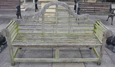 Lot 1316 - #A teak/hardwood garden bench (weathered), 177cm wide