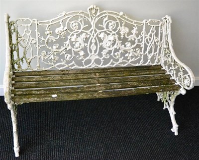 Lot 1323 - #Victorian Coalbrookdale cast iron garden bench of leaf and berry design, bearing 19th century...