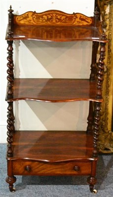 Lot 1341 - #A Victorian rosewood three tier whatnot, fitted with drawer